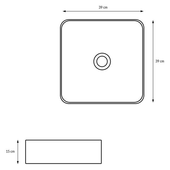 ML-Design Waschbecken aus Keramik Weiß glänzend 39x39x15 cm Quadratisch, Moderne Aufsatzwaschbecken, Design Waschtisch Aufsatz-Waschschale Waschplatz Handwaschbecken, für das Badezimmer und Gäste-WC