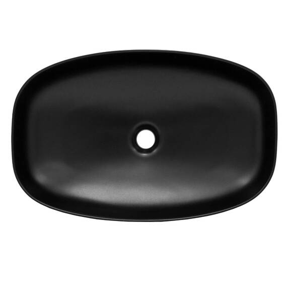 ML-Design Waschbecken aus Keramik Schwarz 605x385x140 mm, Abgerundeten Ecken, Aufsatzwaschbecken, Moderne Waschtisch, Waschschale mit Abflussloch, Waschplatz Handwaschbecken, für Badezimmer/Gäste-WC