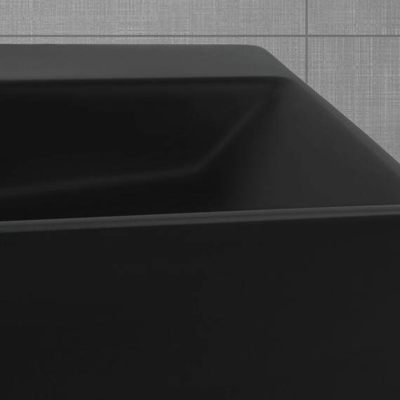 ML-Design Waschbecken zur Wandmontage oder als Aufsatzwaschbecken mit Hahnloch, 60x36,5x13 cm, aus Keramik, Schwarz matt, Hängewaschbecken Waschtisch Aufsatzbecken Handwaschbecken Waschschale Becken