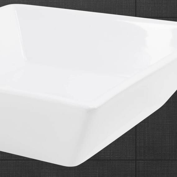 ML-Design Waschbecken aus Keramik in Weiß glänzend 41x41x12 cm Quadratisch, Moderne Aufsatzwaschbecken, Design Waschtisch Aufsatz-Waschschale Waschplatz Handwaschbecken, für das Badezimmer/Gäste-WC