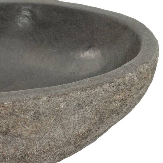 vidaXL Waschbecken Flussstein Naturstein Aufsatzwaschbecken Waschschale Waschtisch Handwaschbecken Bad Waschplatz Badezimmer Oval 29-38cm
