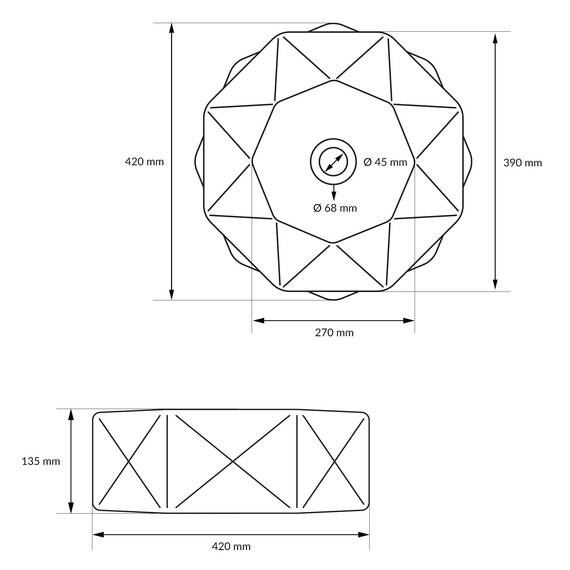 ML-Design Waschbecken Keramik Weiß glänzend Ø 42x13,5 cm inkl. Ablaufgarnitur ohne Überlauf, Diamant Design, Aufsatzwaschbecken Moderne Waschtisch Waschschale Waschplatz Handwaschbecken für Badezimmer