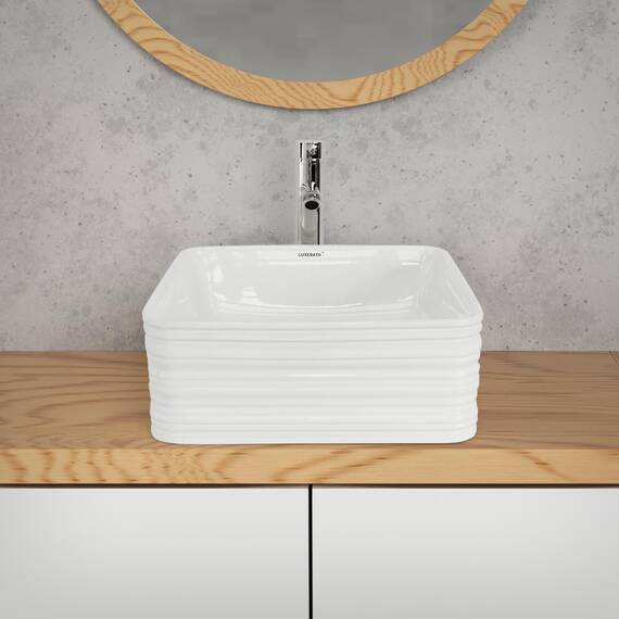 ML-Design Waschbecken aus Keramik Weiß glänzend 39x39x15 cm Quadratisch, Moderne Aufsatzwaschbecken, Design Waschtisch Aufsatz-Waschschale Waschplatz Handwaschbecken, für das Badezimmer und Gäste-WC