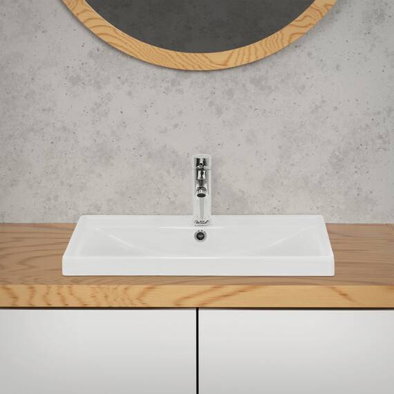 ML-Design Waschbecken Keramik Weiß 51x15,5x41,5 cm Eckig inkl. Ablaufgarnitur Einbauwaschbecken mit Überlauf Aufsatzwaschbecken Einbauwaschtisch Waschschale Waschplatz Handwaschbecken, für Badezimmer