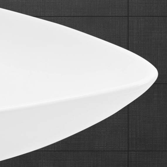 ML-Design Waschbecken aus Keramik in Weiß glänzend 69x46x13 cm Dreieckig, Moderne Aufsatzwaschbecken, Design Waschtisch Aufsatz-Waschschale Waschplatz Handwaschbecken, für das Badezimmer und Gäste-WC