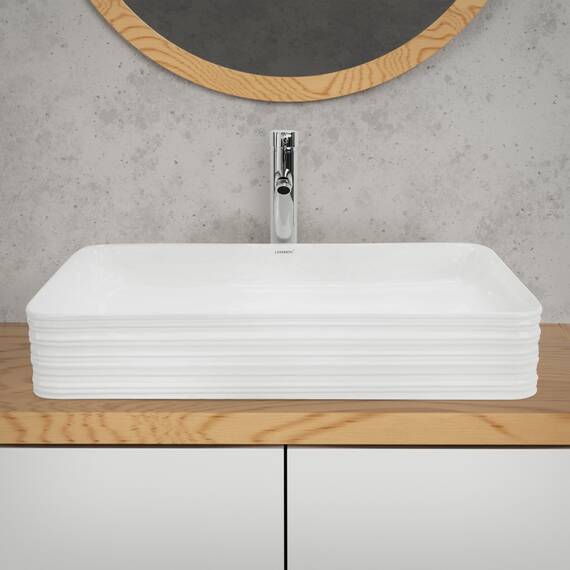ML-Design Waschbecken aus Keramik in Weiß glänzend 68x38x12 cm Eckig, Moderne Aufsatzwaschbecken, Design Waschtisch Aufsatz-Waschschale Waschplatz Handwaschbecken, für das Badezimmer und Gäste-WC