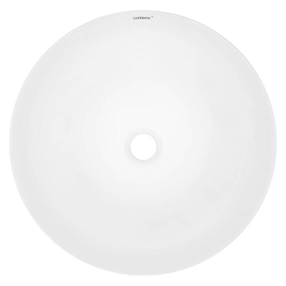 ECD Germany Waschbecken Waschtisch 400x400x135 mm Keramik Rund Weiß inkl. Ablaufgarnitur für Waschbecken ohne Überlauf Aufsatzbecken Aufsatzwaschbecken Aufsatzwaschtisch Waschschale Spülbecken Becken
