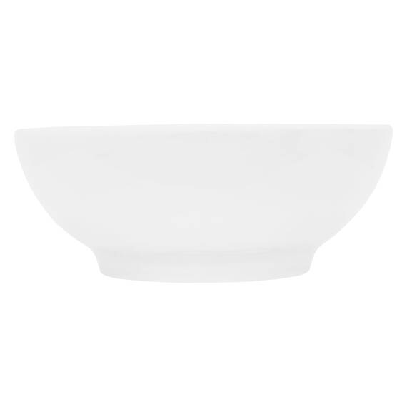 ECD Germany Design Waschbecken Waschtisch Ø 455 x 185 mm inkl. Ablaufgarnitur für Waschbecken mit Überlauf - Keramik Rund Weiß Aufsatzbecken Aufsatzwaschbecken Waschschale Aufsatzwaschtisch Spülbecken