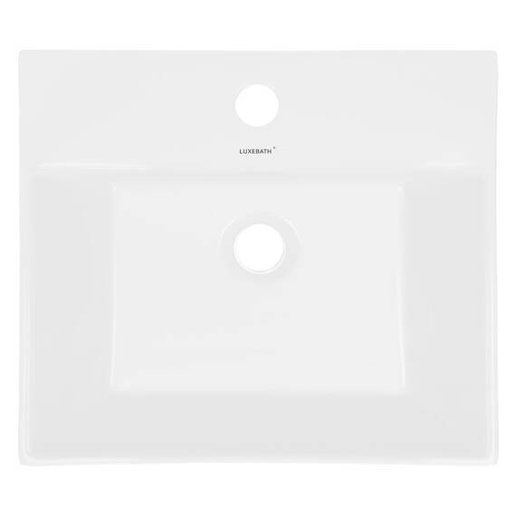 ECD Germany Waschbecken Waschtisch 515x360x130 mm aus Keramik Eckig Weiß - Aufsatzbecken Aufsatzwaschbecken Handwaschbecken Aufsatzwaschtisch Spülbecken Becken Wasserfall Waschschale Waschschüssel