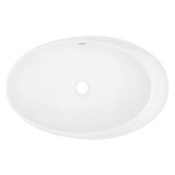 ECD Germany Waschbecken Waschtisch 585x375x145mm aus Keramik Weiß inkl. Ablaufgarnitur für Waschbecken ohne Überlauf Aufsatzbecken Aufsatzwaschbecken Aufsatzwaschtisch Waschschale Spülbecken Becken