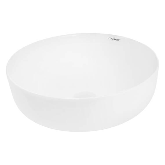 ECD Germany Waschbecken Waschtisch 400 x 400 x 135 mm aus Keramik Rund Weiß - Aufsatzbecken Aufsatzwaschbecken Handwaschbecken Aufsatzwaschtisch Spülbecken Becken Wasserfall Waschschale Waschschüssel