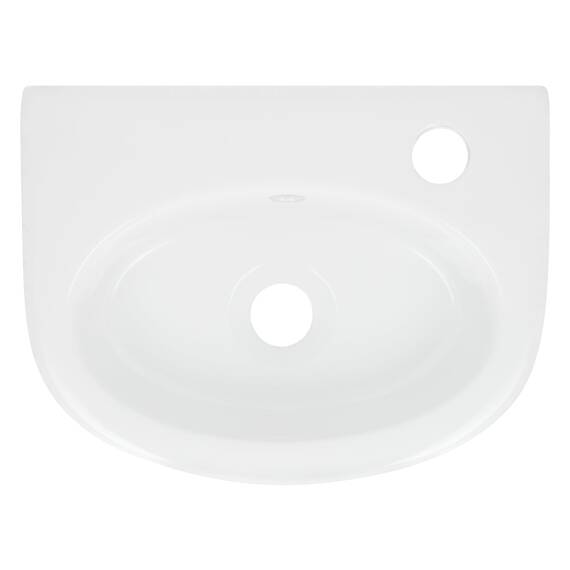 ECD Germany Waschbecken Keramik Weiß 355x255x130 mm, Hahnloch rechts, inkl. Ablaufgarnitur, Abgerundete Aufsatzbecken Aufsatzwaschbecken Aufsatzwaschtisch Badezimmer Waschtisch Waschschale Waschplatz