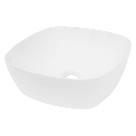 ECD Germany Waschbecken Waschtisch 405x405x140 mm aus Keramik Weiß inkl. Ablaufgarnitur für Waschbecken ohne Überlauf Aufsatzbecken Aufsatzwaschbecken Aufsatzwaschtisch Waschschale Spülbecken Becken