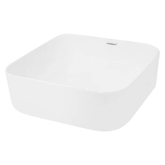 ECD Germany Waschbecken Waschtisch 390x390x140 mm aus Keramik Eckig Weiß - Aufsatzbecken Aufsatzwaschbecken Handwaschbecken Aufsatzwaschtisch Spülbecken Becken Wasserfall Waschschale Waschschüssel