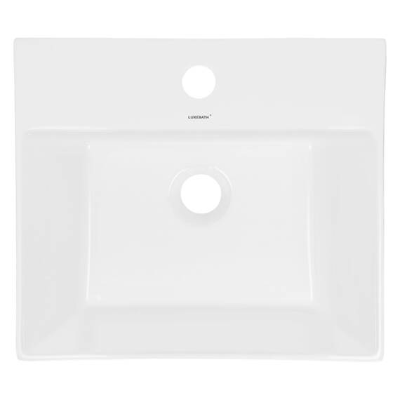 ECD Germany Waschbecken Waschtisch 415x360x130 mm Eckig Keramik Weiß inkl. Ablaufgarnitur für Waschbecken mit Überlauf Aufsatzbecken Aufsatzwaschbecken Aufsatzwaschtisch Waschschale Spülbecken Becken