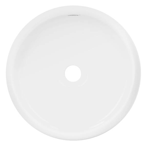 ECD Germany Waschbecken Waschtisch Ø 400 x 350 mm Keramik Rund Weiß inkl. Ablaufgarnitur für Waschbecken ohne Überlauf Aufsatzbecken Aufsatzwaschbecken Aufsatzwaschtisch Waschschale Spülbecken Becken