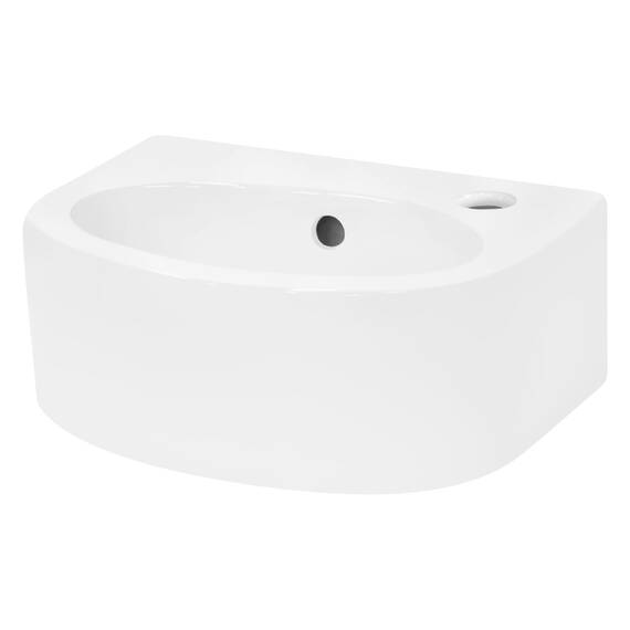 ECD Germany Waschbecken Keramik Weiß 335x255x130 mm, Hahnloch rechts, inkl. Ablaufgarnitur, Abgerundete Aufsatzbecken Aufsatzwaschbecken Aufsatzwaschtisch Badezimmer Waschtisch Waschschale Waschplatz