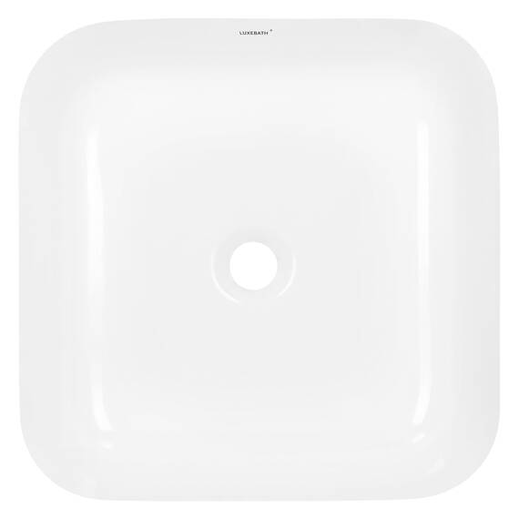 ECD Germany Waschbecken Waschtisch 390x390x140 mm aus Keramik Eckig Weiß - Aufsatzbecken Aufsatzwaschbecken Handwaschbecken Aufsatzwaschtisch Spülbecken Becken Wasserfall Waschschale Waschschüssel