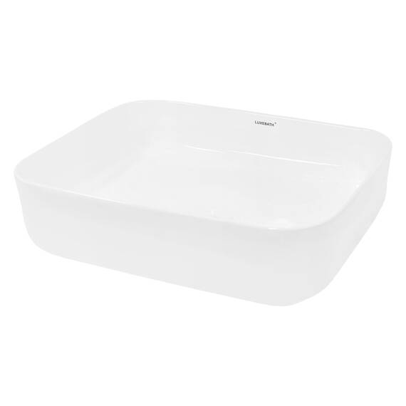 ECD Germany Design Waschbecken Waschtisch 505x395x135 mm aus Keramik Weiß - Aufsatzbecken Aufsatzwaschbecken Handwaschbecken Aufsatzwaschtisch Spülbecken Becken Wasserfall Waschschale Waschschüssel