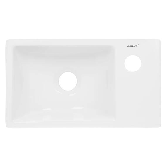 ECD Germany Waschbecken Waschtisch Keramik Weiß 350x205x125 mm Eckig, inkl. Ablaufgarnitur, Hahnloch rechts, Aufsatzbecken Aufsatzwaschbecken Handwaschbecken Aufsatzwaschtisch Waschschale Waschplatz