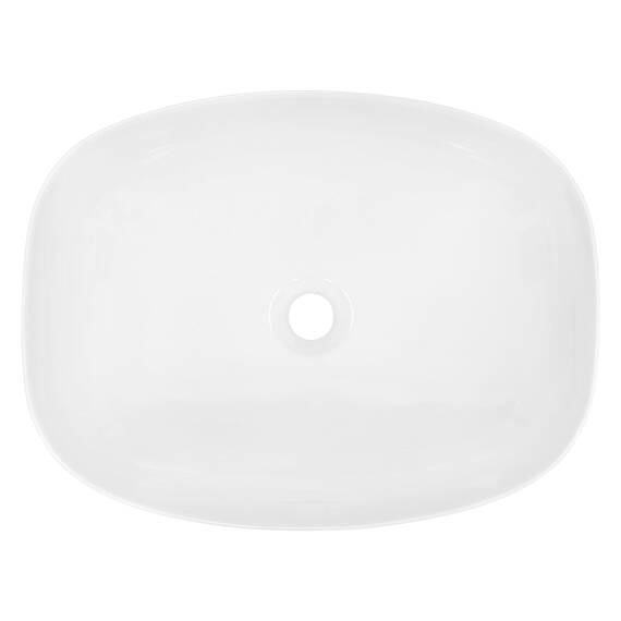 ECD Germany Waschbecken Waschtisch 505x385x135mm aus Keramik Weiß inkl. Ablaufgarnitur für Waschbecken ohne Überlauf Aufsatzbecken Aufsatzwaschbecken Aufsatzwaschtisch Waschschale Spülbecken Becken