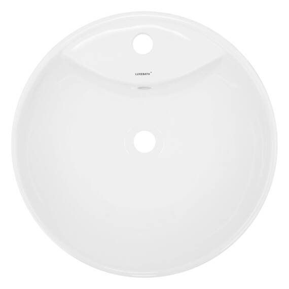 ECD Germany Design Waschbecken Waschtisch Ø 455 x 185 mm inkl. Ablaufgarnitur für Waschbecken mit Überlauf - Keramik Rund Weiß Aufsatzbecken Aufsatzwaschbecken Waschschale Aufsatzwaschtisch Spülbecken