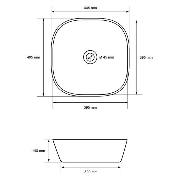 ECD Germany Waschbecken Waschtisch 405 x 405 x 140 mm aus Keramik Weiß - Aufsatzbecken Aufsatzwaschbecken Handwaschbecken Aufsatzwaschtisch Spülbecken Becken Wasserfall Waschschale Waschschüssel