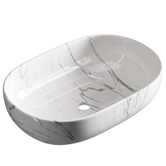 Planetmöbel Aquil Deluxe Waschbecken Quadratisch | Aufsatzwaschbecken für Badezimmer und Gäste-WC | Handwaschbecken ohne Hahnloch und Überlauf | Marmor Weiß, 60 x 40 x 15 cm