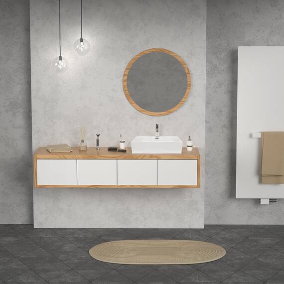 ECD Germany Waschbecken Waschtisch 515x360x130 mm aus Keramik Eckig Weiß - Aufsatzbecken Aufsatzwaschbecken Handwaschbecken Aufsatzwaschtisch Spülbecken Becken Wasserfall Waschschale Waschschüssel