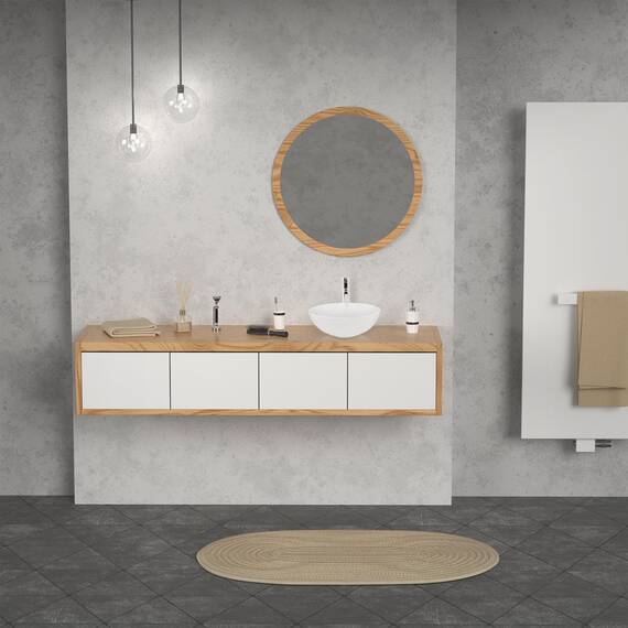 ECD Germany Waschbecken Waschtisch Ø 320 x 135 mm aus Keramik Rund Weiß - Aufsatzbecken Aufsatzwaschbecken Handwaschbecken Aufsatzwaschtisch Spülbecken Becken Wasserfall Waschschale Waschschüssel