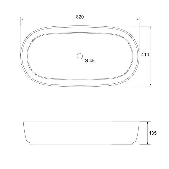 Waschbecken24 BxTxH 82x41x13,50 CM Keramik Waschbecken Aufsatzwaschbecken Waschschale Handwaschbecken Gäste-WC A300