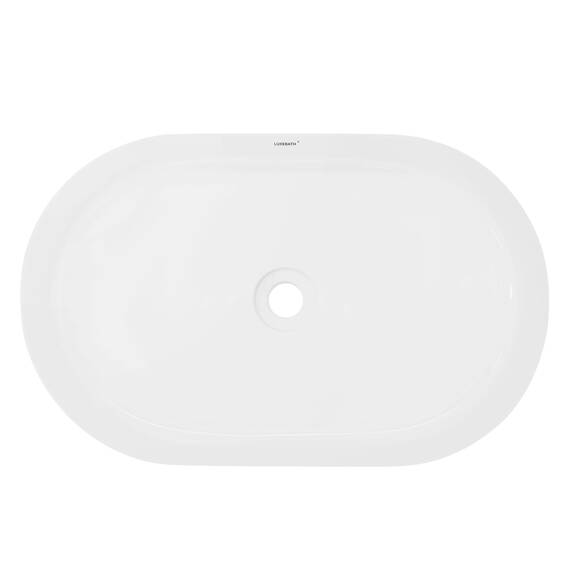 ECD Germany Waschbecken Waschtisch 605x380x125 mm aus Keramik Oval Weiß - Aufsatzbecken Aufsatzwaschbecken Handwaschbecken Aufsatzwaschtisch Spülbecken Becken Wasserfall Waschschale Waschschüssel