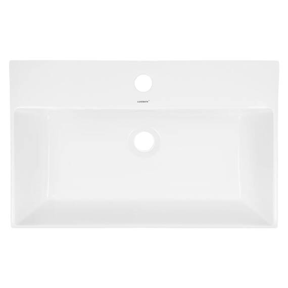 ECD Germany Waschbecken Waschtisch 605x365x130 mm Keramik Eckig Weiß inkl. Ablaufgarnitur für Waschbecken mit Überlauf Aufsatzbecken Aufsatzwaschbecken Aufsatzwaschtisch Waschschale Spülbecken Becken