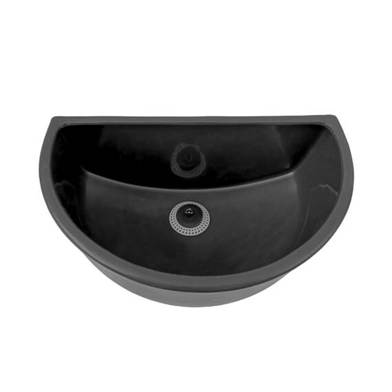 Varile Kunststoff Ausgussbecken für Garten & Keller inkl. Abflusssieb und Haarsieb aus Kunststoff, Schwarz, 38x23x17 cm, DN50 Anschluss