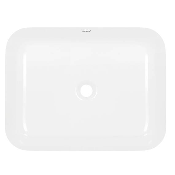 ECD Germany Waschbecken Waschtisch 505x395x135 mm aus Keramik Weiß inkl. Ablaufgarnitur für Waschbecken ohne Überlauf Aufsatzbecken Aufsatzwaschbecken Aufsatzwaschtisch Waschschale Spülbecken Becken