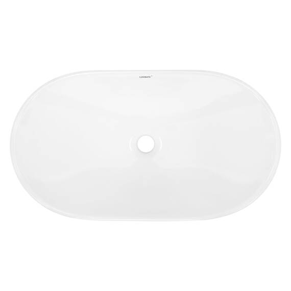 ECD Germany Design Waschbecken Waschtisch 640 x 365 x 130 mm aus Keramik Weiß - Aufsatzbecken Aufsatzwaschbecken Handwaschbecken Aufsatzwaschtisch Spülbecken Wasserfall Waschschale Waschschüssel