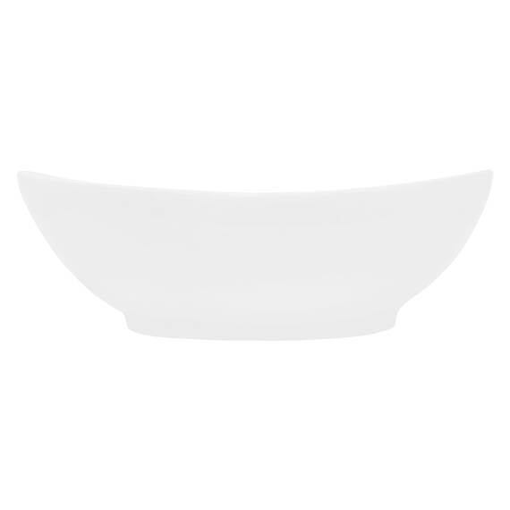ECD Germany Waschbecken Waschtisch 590x390x200 mm Oval Keramik Weiß inkl. Ablaufgarnitur für Waschbecken mit Überlauf Aufsatzbecken Aufsatzwaschbecken Aufsatzwaschtisch Waschschale Spülbecken Becken