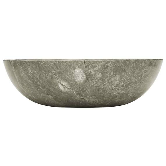 vidaXL Waschbecken Waschschale Aufsatzwaschbecken Waschtisch Waschplatz Handwaschbecken Naturstein Becken Badezimmer Grau Ø40x12cm Marmor