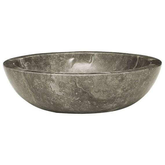vidaXL Waschbecken Waschschale Aufsatzwaschbecken Waschtisch Waschplatz Handwaschbecken Naturstein Becken Badezimmer Grau Ø40x12cm Marmor