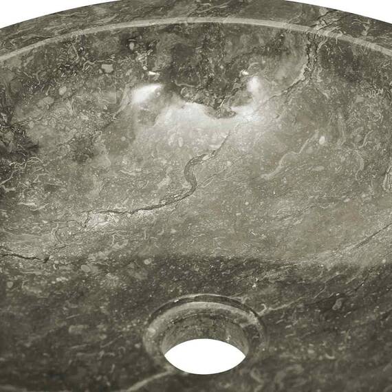 vidaXL Waschbecken Waschschale Aufsatzwaschbecken Waschtisch Waschplatz Handwaschbecken Naturstein Becken Badezimmer Grau Ø40x12cm Marmor