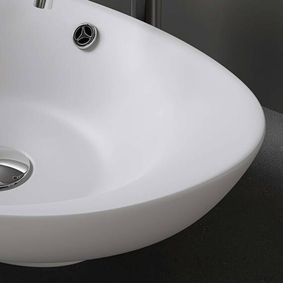 doporro Waschbecken Oval Aufsatzwaschbecken Bad 59x38x19cm Brüssel 818 | Lotuseffekt durch Nanoversiegelung | Aufsatzwaschbecken aus Keramik in Weiß Matt