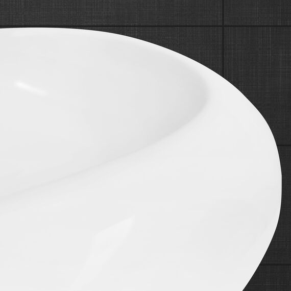 ECD Germany Waschbecken Waschtisch 630x420x120 mm aus Keramik Oval Weiß - Aufsatzbecken Aufsatzwaschbecken Handwaschbecken Aufsatzwaschtisch Spülbecken Becken Wasserfall Waschschale Waschschüssel