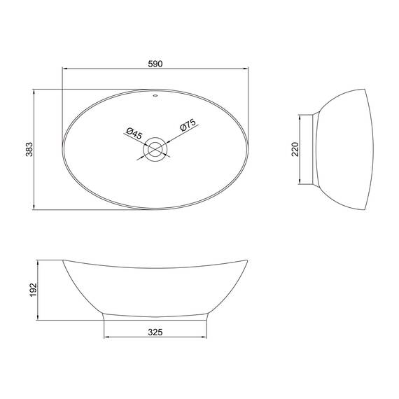 Mai & Mai Waschbecken Aufsatzwaschbecken Oval aus Keramik 59x38cm matt Weiß Waschschale Waschtisch mit Nano-Beschichtung Br818