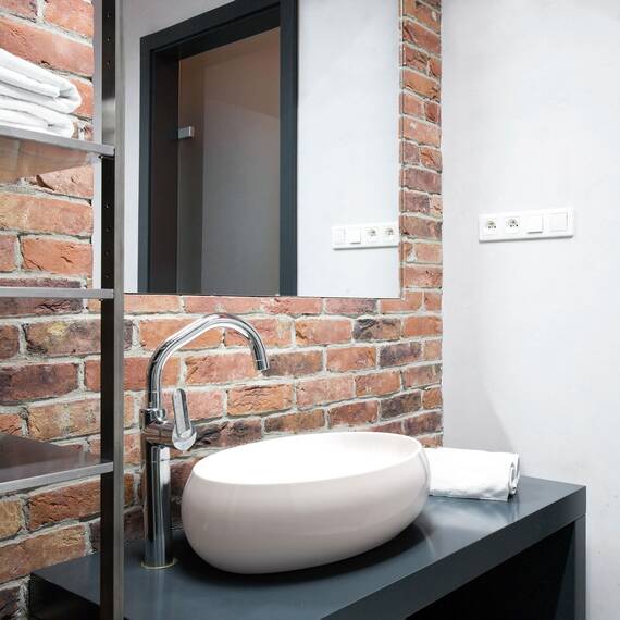 Waschbecken24 | Premium Waschbecken mit Lotus-Effekt für das Badezimmer und Gäste-WC (48x34x14cm, Weiß / A391)