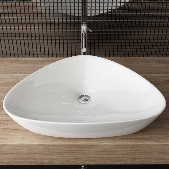 Waschbecken24 | Aufsatzwaschbecken | Premium-Qualität | Einfache Installation | Modernes Design (67x44x15cm, Weiß / A85)