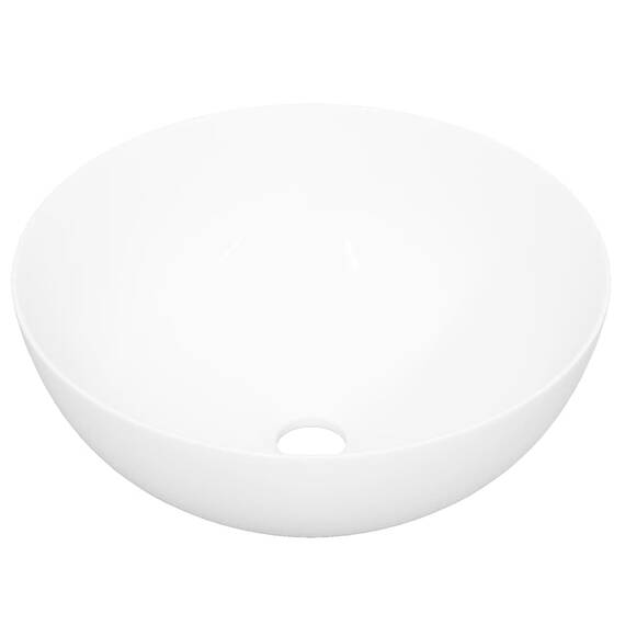 vidaXL Waschbecken, Becken für Badezimmer Waschzimmer Schminkraum, Handwaschbecken ohne Wasserhahn Ablaufgarnitur, Aufsatzwaschbecken Badwaschbecken, Weiß Keramik Rund