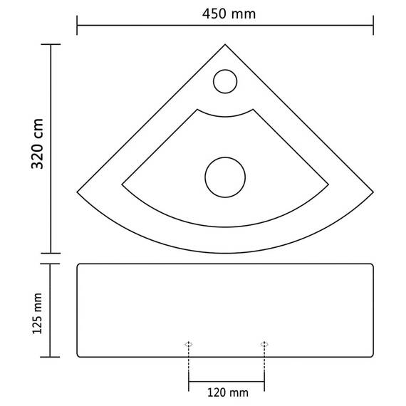 vidaXL Waschbecken mit Überlauf Eck Waschtisch Aufsatzwaschbecken Waschplatz Handwaschbecken Waschschale Badezimmer 45x32x12,5cm Keramik Silbern