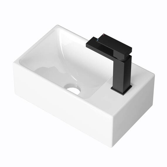 KES Waschbecken Gäste WC Aufsatzwaschbecken Waschschale Keramik Handwaschbecken Badezimmer für Waschtisch 30,8 x 18,3 x 11,4 CM Weiß, BWS100R