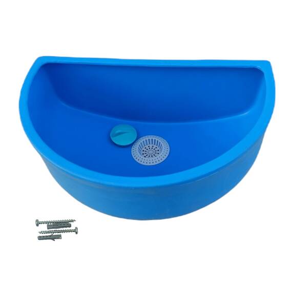 Varile Multifunktionales Kunststoff Ausgussbecken in Blau für Garten, Camping und Wohnmobile – Inklusive Haarsieb, Zubehör und robustem Design