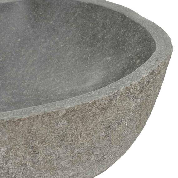 vidaXL Waschbecken Flußstein Naturstein 37-46cm Aufsatzwaschbecken Waschschale Steinbecken Steinwaschbecken Waschtisch Becken Badezimmer Badzubehör